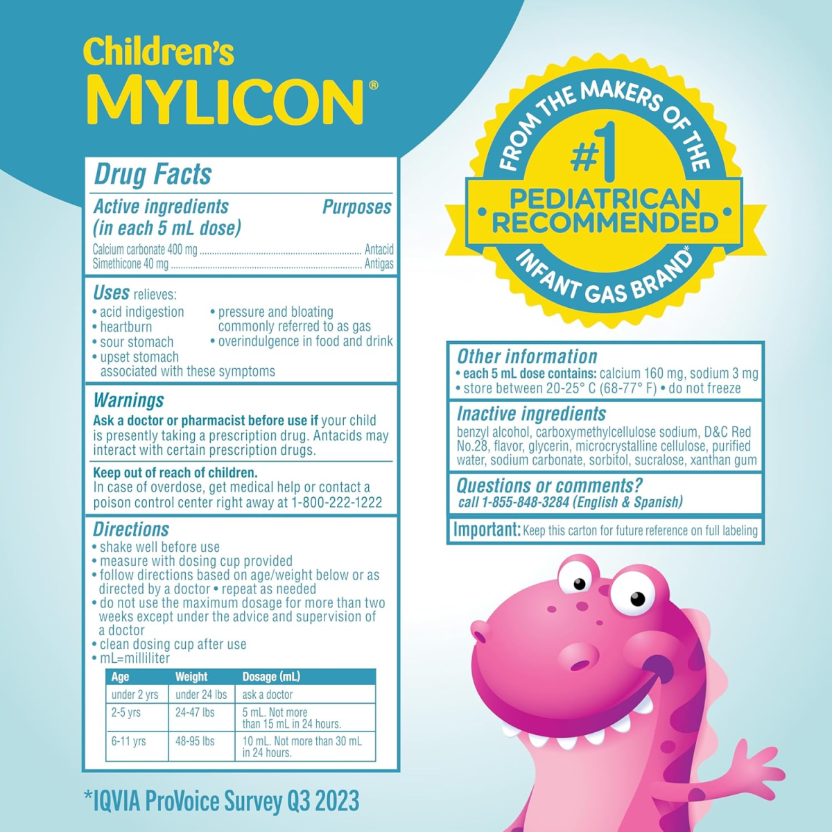 Nước Uống Hỗ Trợ Tiêu Hóa Dành Cho Trẻ Em Mylicon Children’s Tummy Relief Gas Drops Bubble Gum Flavor – Chai 8 Oz