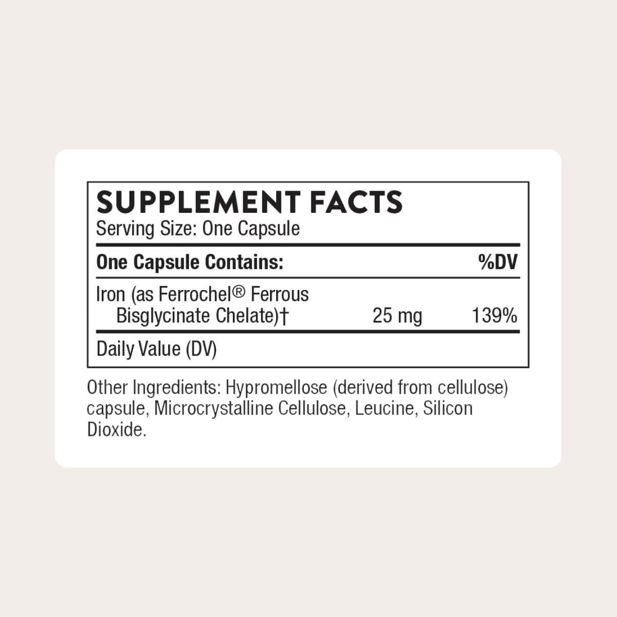 Viên Uống Bổ Sung Sắt Thorne Iron Bisglycinate 25mg – Hộp 60 Viên