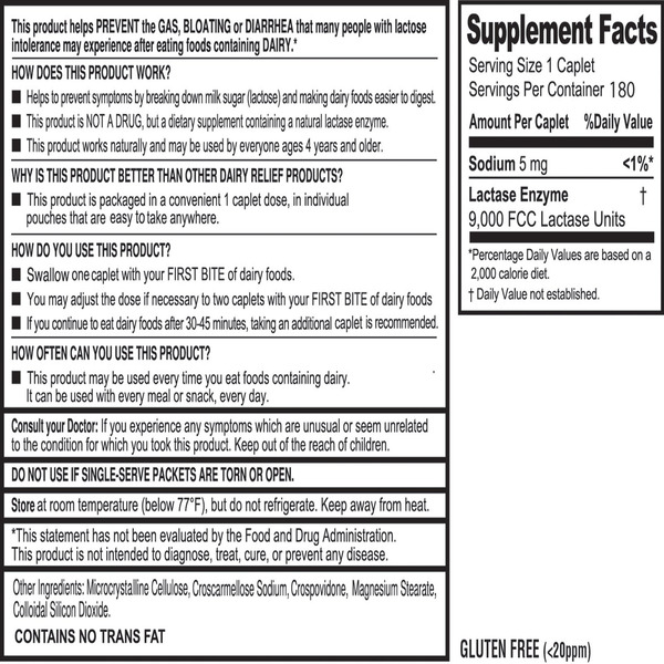 Viên Uống Bổ Sung Enzyme Lactase Kirkland Signature Lactase Caplets – Hộp 180 Viên