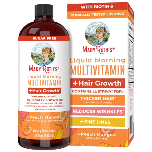 Vitamin Tổng Hợp - Hỗ Trợ Da & Tóc Dạng Nước Vị Đào Xoài MaryRuth's Liquid Morning Multivitamin + Hair Growth Peach Mango - Chai 887ml