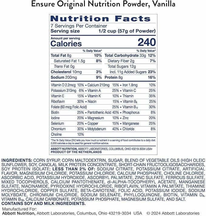 Sữa Bột Ensure Original Vanilla Nutrition Powder 400G