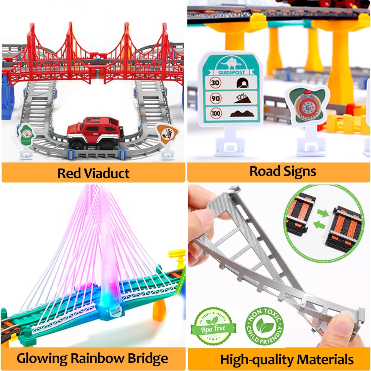 Bộ Đồ Chơi Tàu Hỏa Điện HOLYFUN Railway Train Track Playset – Bộ 113 Chi Tiết