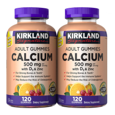 Kẹo Dẻo Kirkland Signature Calcium 500mg Với D3 & Zinc – 2 Hộp X 120Viên  