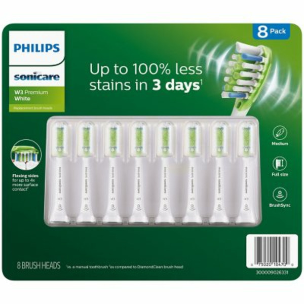 Đầu Bàn Chải Thay Thế Philips Sonicare W3 Premium White - Hộp 8 chiếc