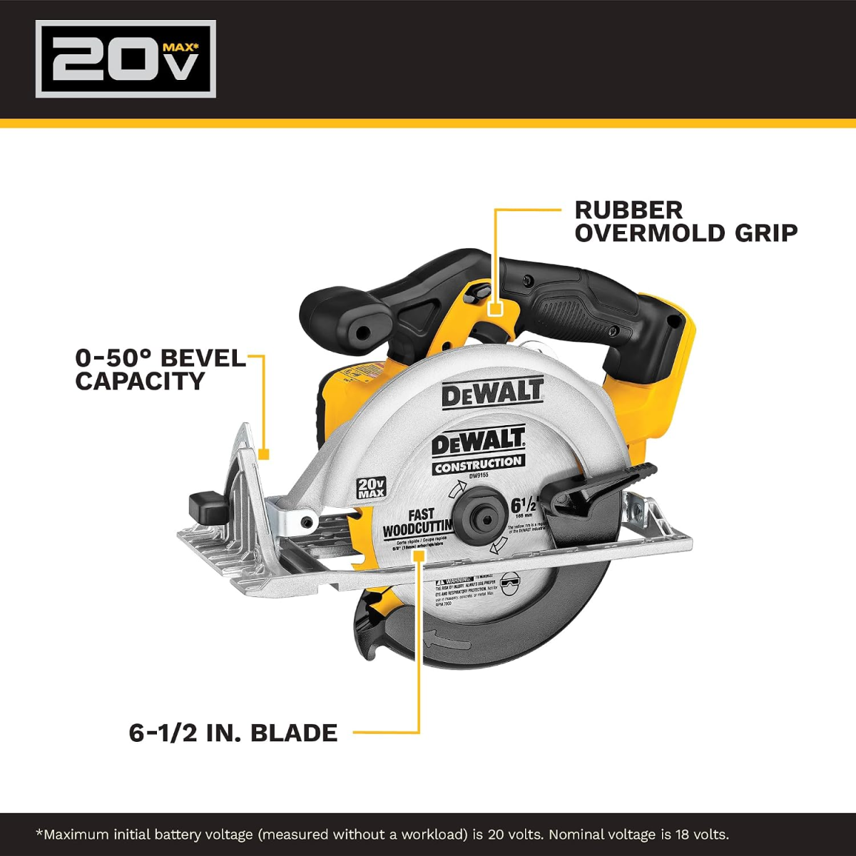 Máy Cưa Đĩa Cầm Tay Không Dây DEWALT DCS391B 20V MAX 6-1/2 inch