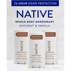 Lăn Khử Mùi Native Whole Body Deodorant Stick Hương Dừa & Vani - Hộp 3 Thanh