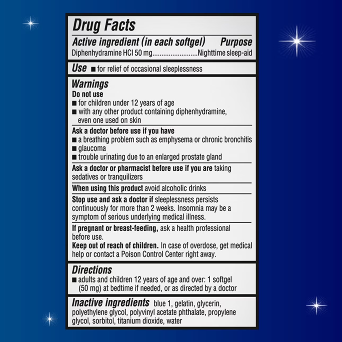 Viên Nang Hỗ Trợ Giấc Ngủ Unisom SleepGels Diphenhydramine HCl 50mg – Hộp 100 Viên