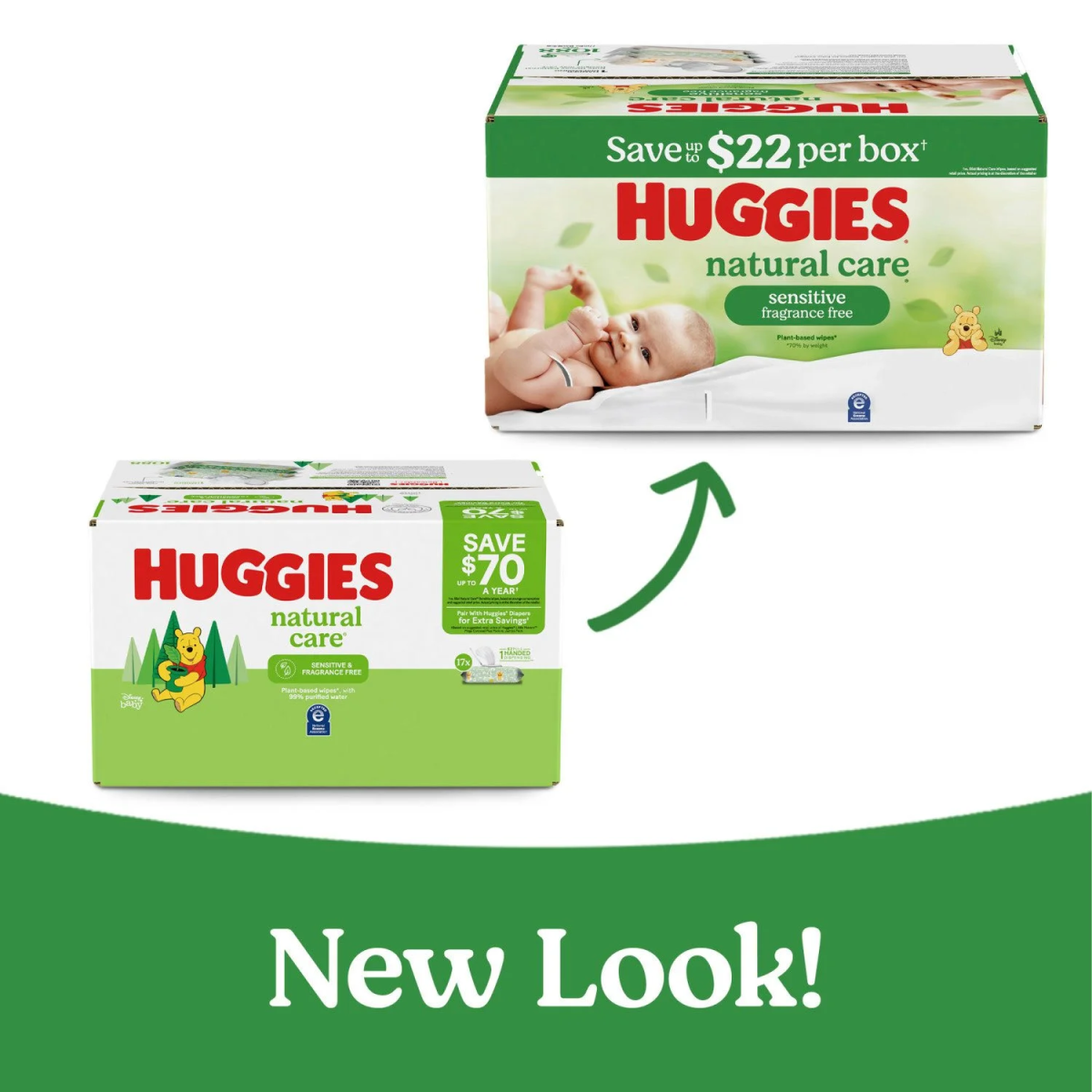 Khăn Ướt Huggies Natural Care Sensitive Baby Wipes Fragrance Free - Hộp 17 Gói (Tổng 1088 Khăn)