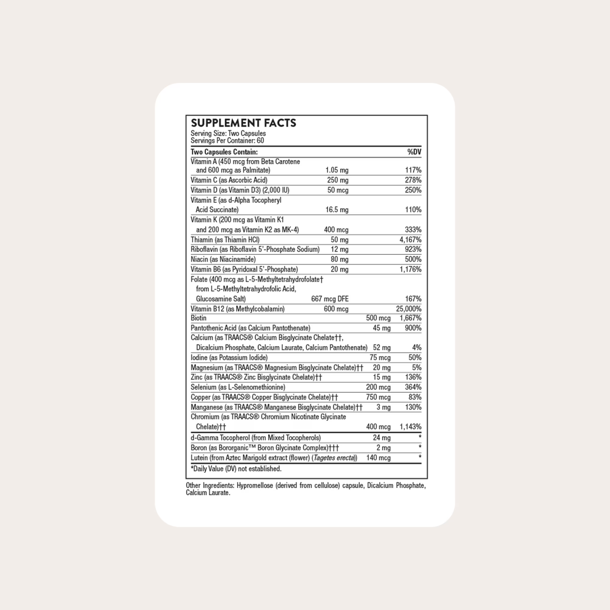 Viên Uống Vitamin Tổng Hợp THORNE Basic Nutrients 2/Day – Hộp 120 Viên