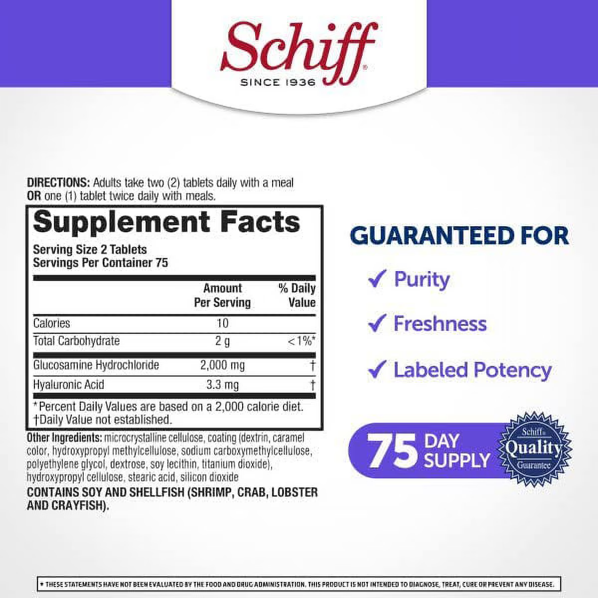Viên Uống Hỗ Trợ Xương Khớp Schiff Glucosamine 2000 mg with Hyaluronic Acid – Set 2 Chai x 150 Viên 