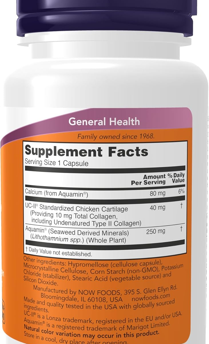 Viên Uống Hỗ Trợ Xương Khớp NOW UC-II Undenatured Type II Collagen – Hộp 60 Viên