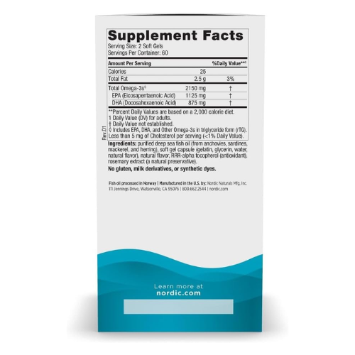 Viên Uống Dầu Cá Omega-3 Nordic Naturals Ultimate Omega 2X 2150mg Vị Chanh – Hộp 120 Viên