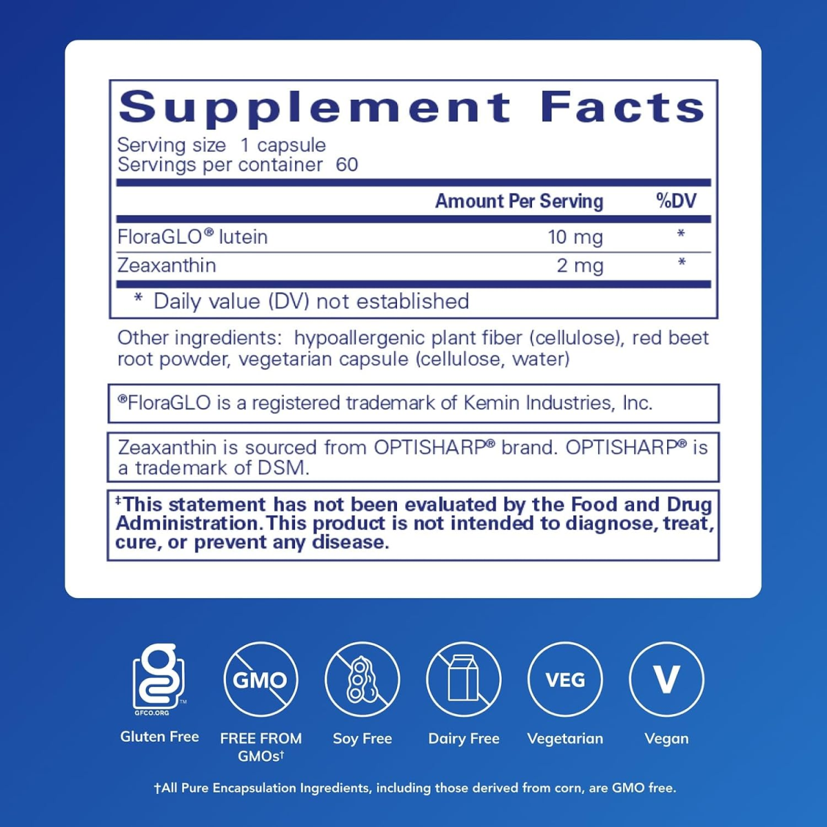 Viên Uống Hỗ Trợ Mắt Pure Encapsulations Lutein/Zeaxanthin – Hộp 60 Viên