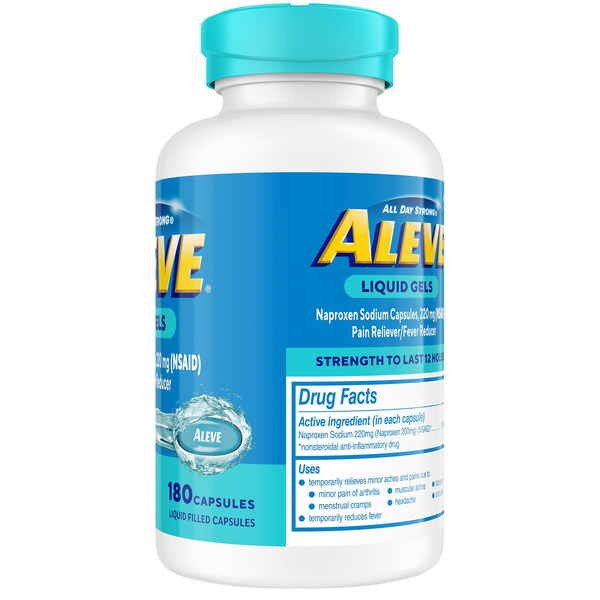 Viên Uống Giảm Đau Và Hạ Sốt Aleve Naproxen Sodium 220mg Liquid Gel Capsules – Hộp 180 Viên