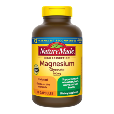 Viên Uống Magie Nature Made Magnesium Glycinate 200 mg – Hộp 180 Viên