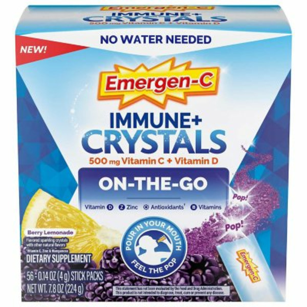 Bột Viên Sủi Hỗ Trợ Miễn Dịch Emergen-C Immune+ Crystals – Hộp 56 Gói