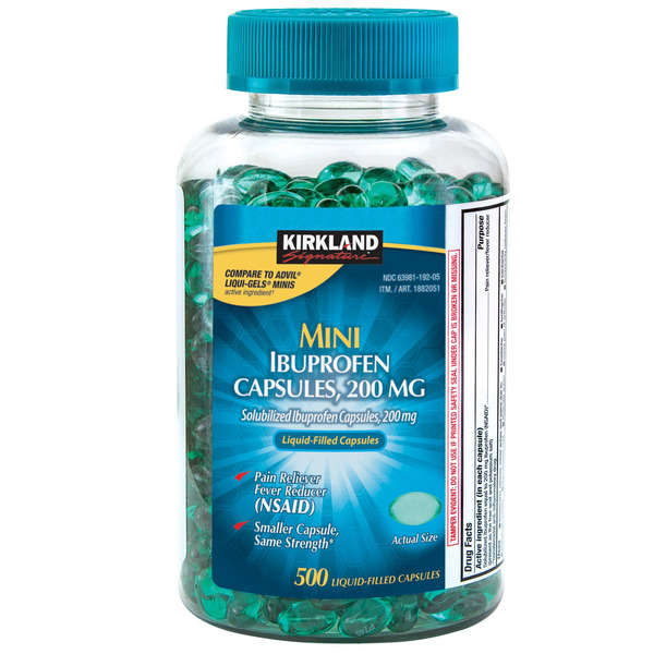 Viên Uống Giảm Đau Hạ Sốt Kirkland Signature Mini Ibuprofen 200 mg – Hộp 500 Viên Nang Mềm