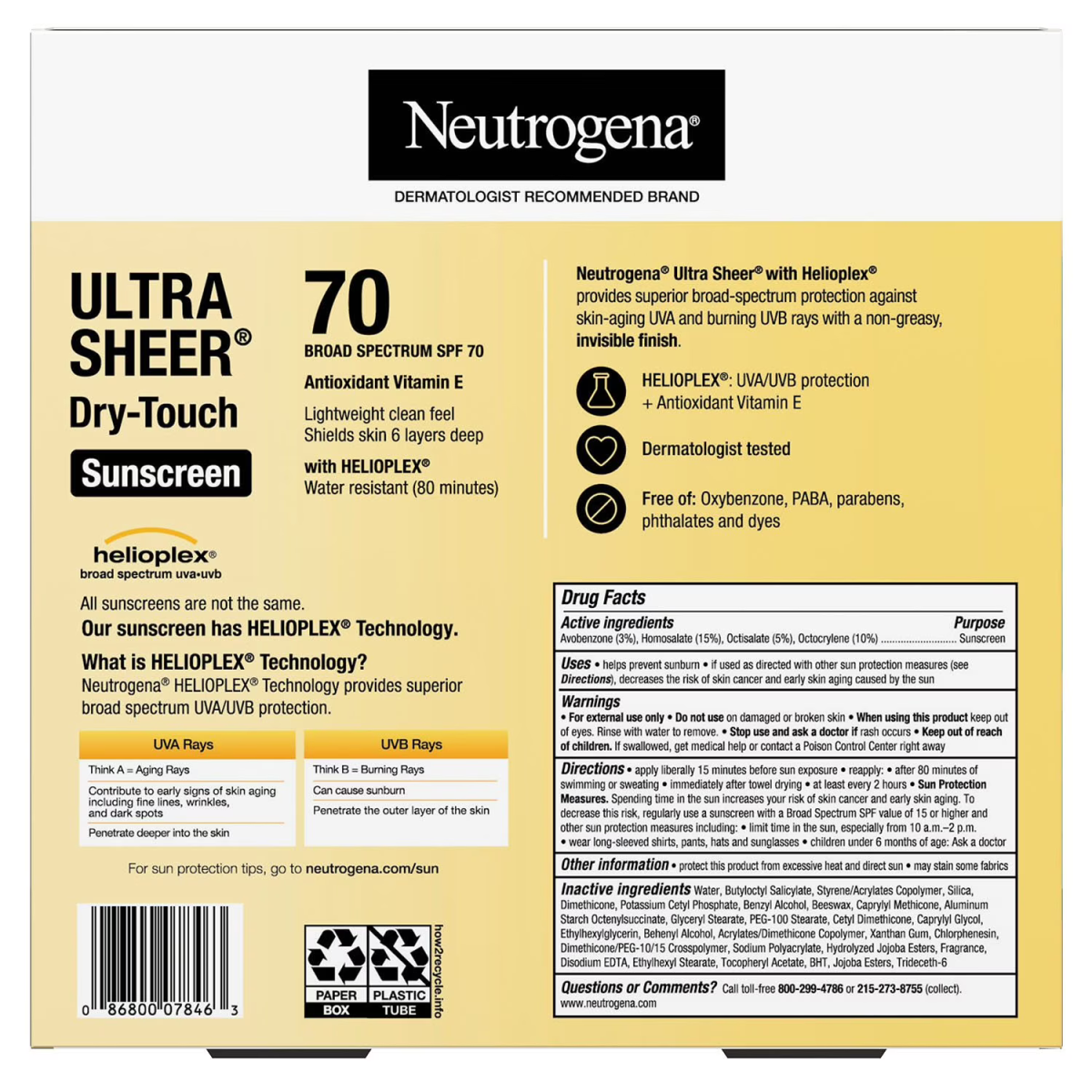 Kem Chống Nắng Neutrogena Ultra Sheer Dry-Touch Sunscreen Lotion SPF 70 – Set 3 Chai x 266ml