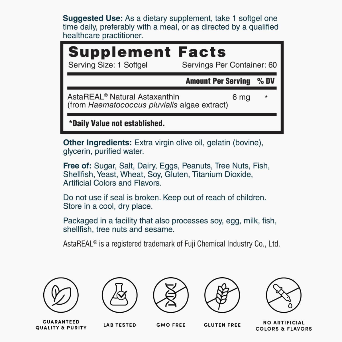Viên Uống Hỗ Trợ Chống Oxy Hóa Nature’s Lab Astaxanthin 6 mg – Hộp 60 viên