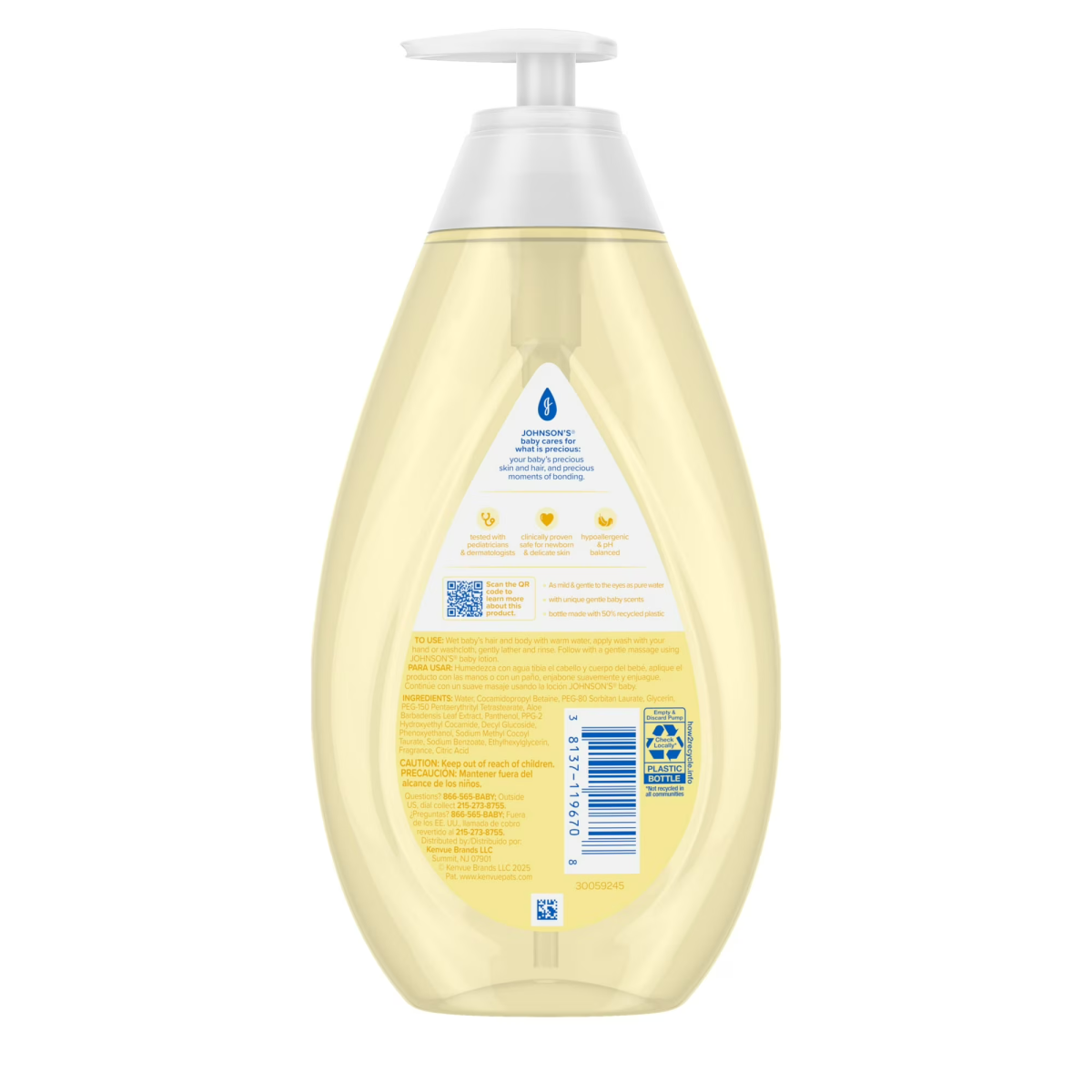 Sữa Tắm Gội Cho Bé Johnson’s Head-To-Toe Tear-Free Baby Wash & Shampoo – Chai 800ml