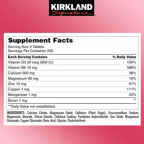 Viên Uống Kirkland Signature Calcium Citrate, Magnesium & Zinc – Hộp 500 Viên