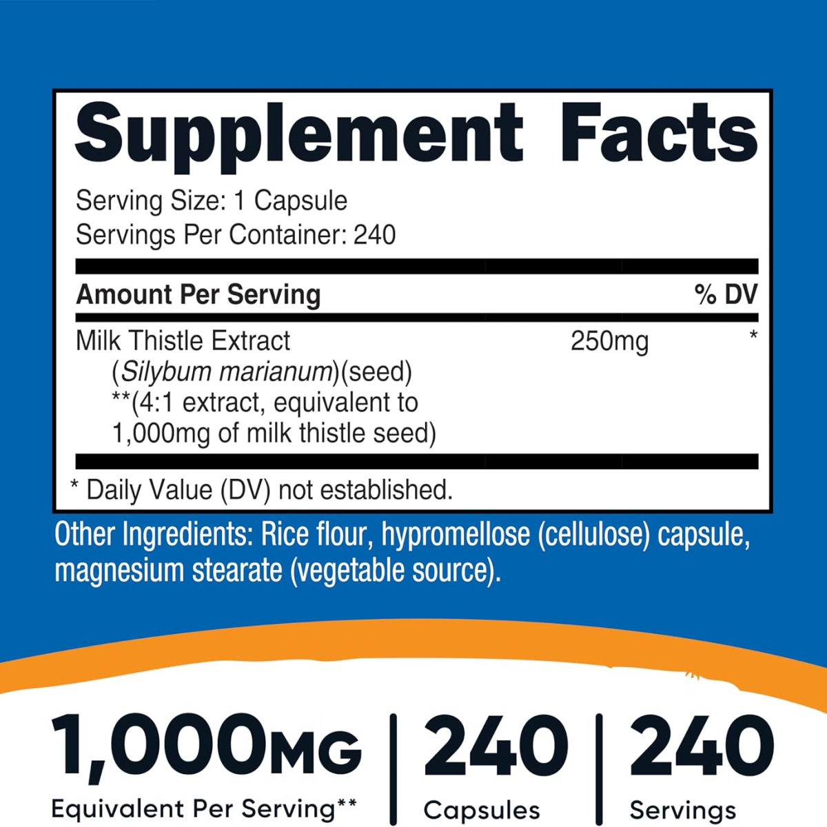 Viên Uống Nutricost Milk Thistle Extract 1000mg Hỗ Trợ Chức Năng Gan – Hộp 240 Viên