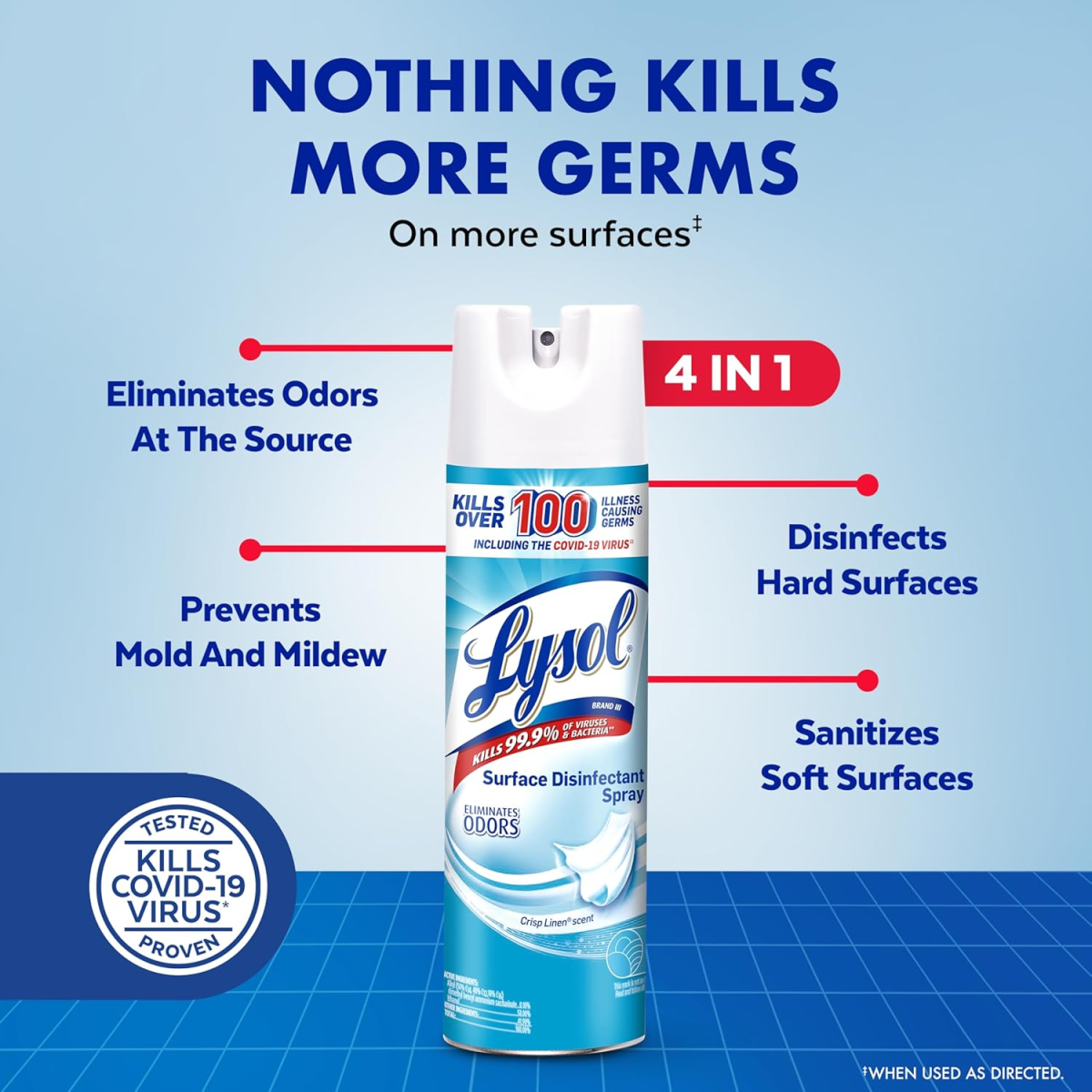 Xịt Khử Khuẩn Lysol Disinfectant Spray Crisp Linen – Bộ 12 Chai x 19 fl oz 