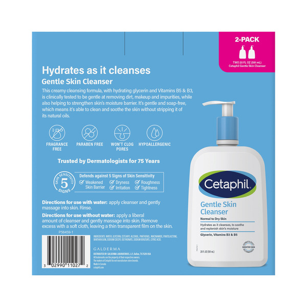 Sữa Rửa Mặt Dịu Nhẹ Cetaphil Hydrating Cleanser Glycerin & Vitamin B5, B3 - Set 2 Chai