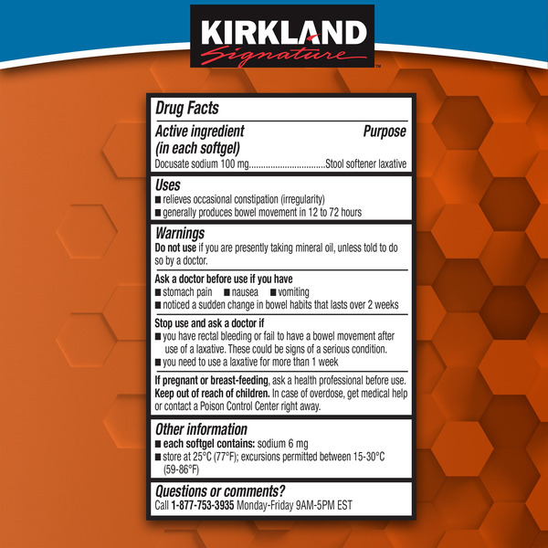 Viên Uống Hỗ trợ Giảm Táo Bón KIRKLAND SIGNATURE STOOL SOFTENER 100 mg – Hộp 400 viên