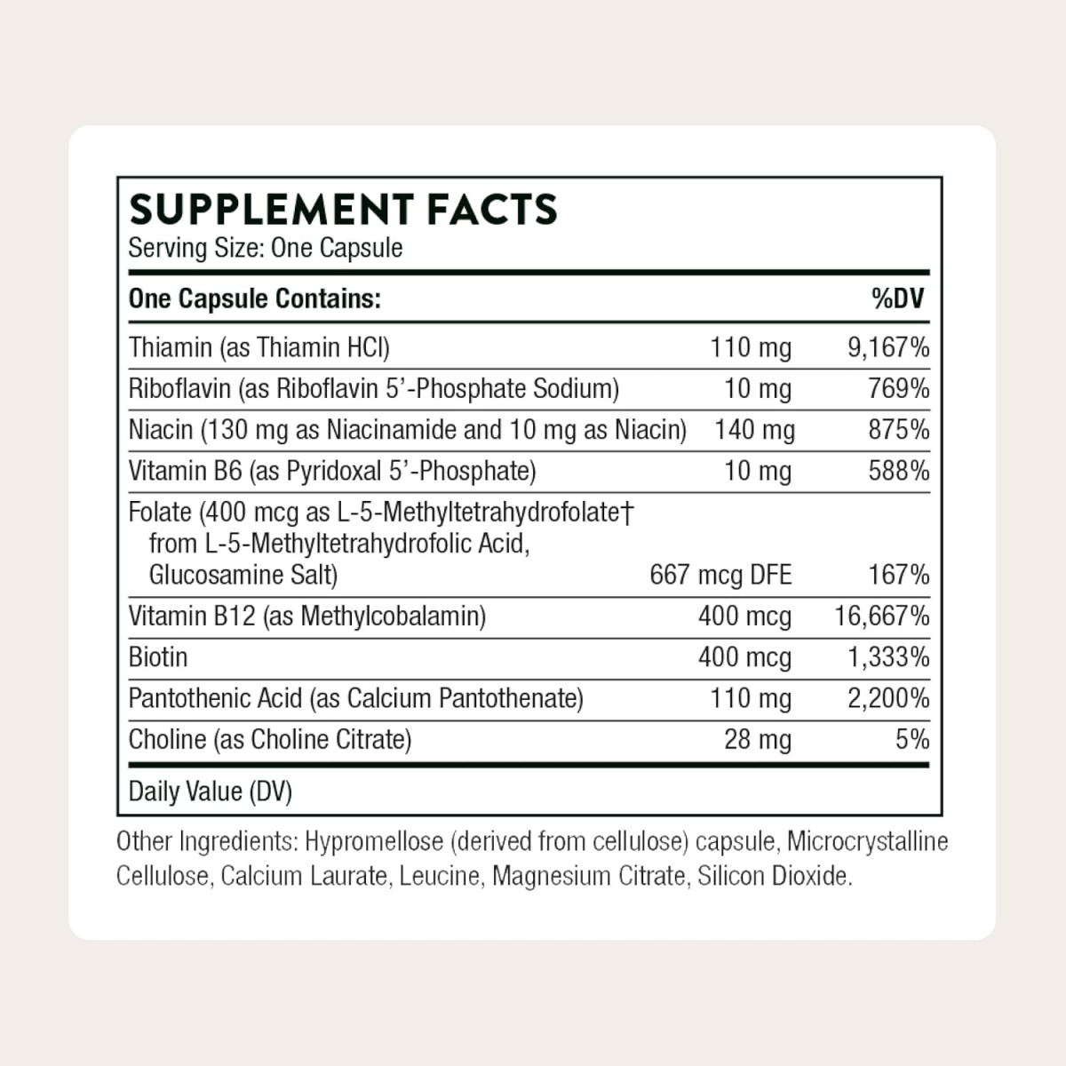 Viên Uống Vitamin B Tổng Hợp Thorne Basic B-Complex – Hộp 60 Viên