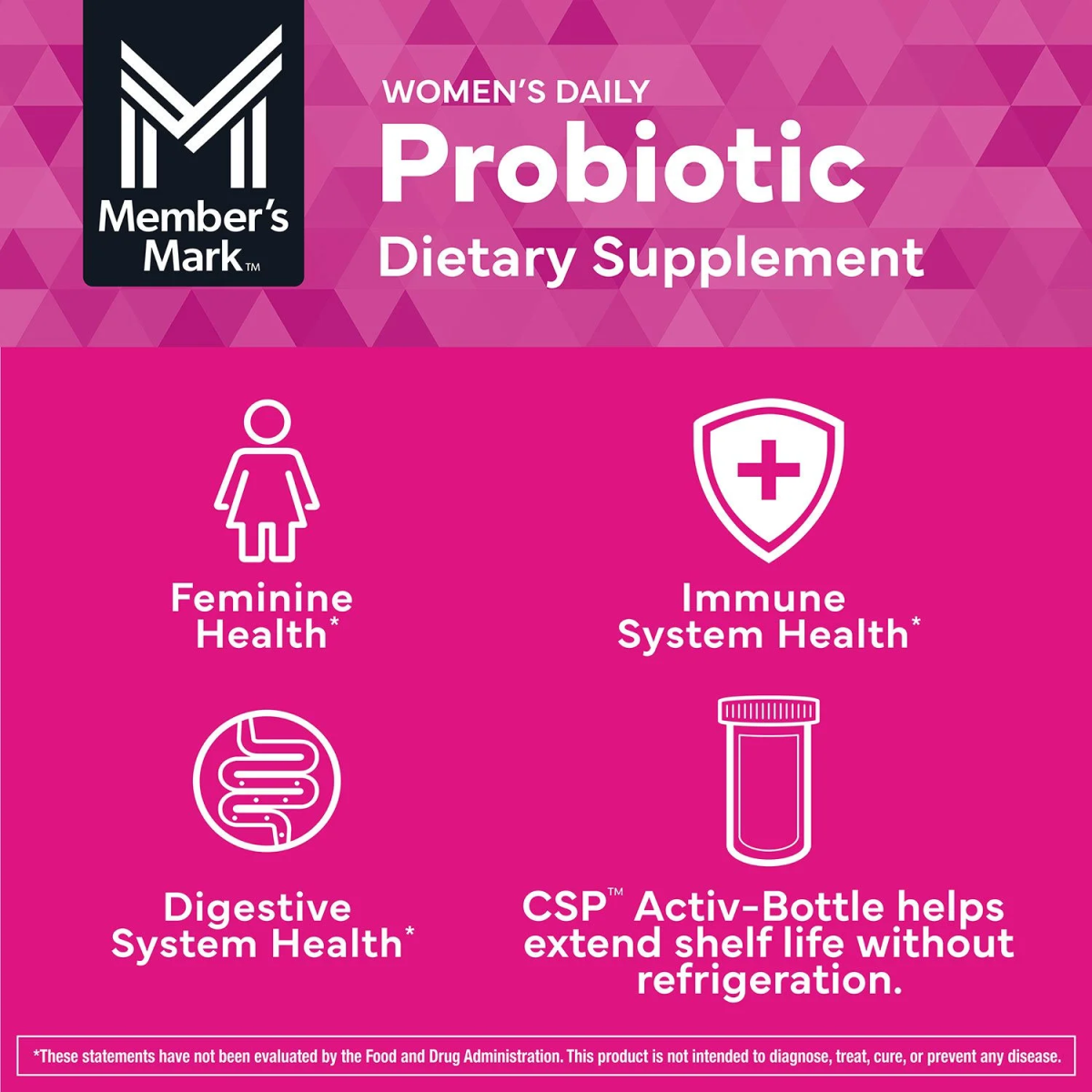 Viên Uống Bổ Sung Probiotic Cho Phụ Nữ Member's Mark Women's Daily Probiotic Capsules - Hộp 90 Viên