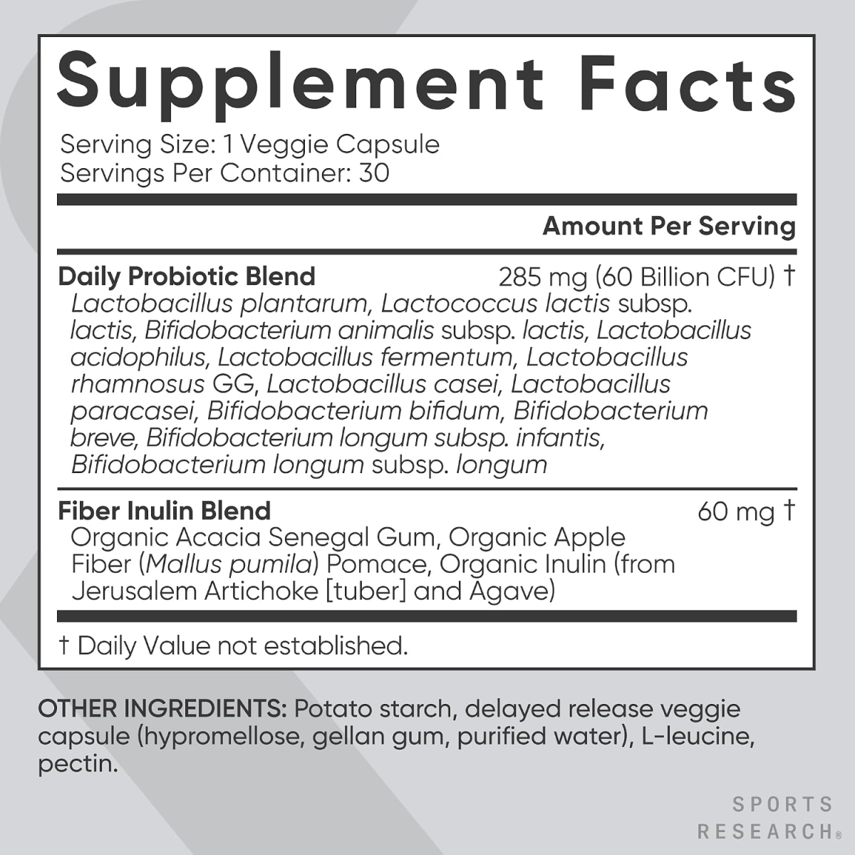 Men Vi Sinh Sports Research Daily Probiotics 60 Billion CFU – Hộp 30 Viên