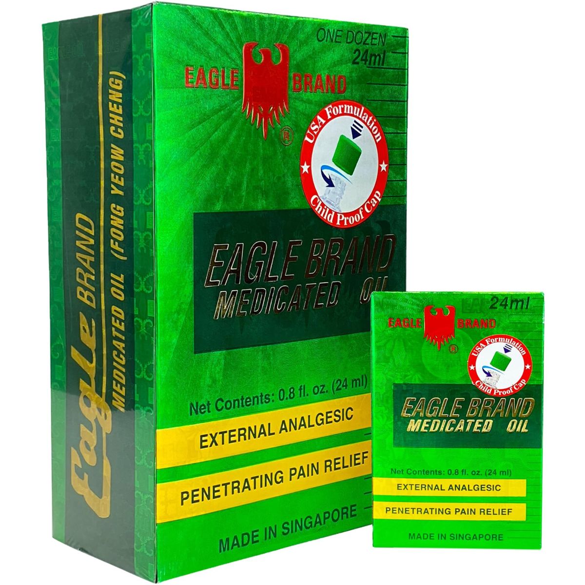 Dầu Gió Xanh Mỹ Eagle Brand Medicated Oil Hộp 12 Chai 24ml