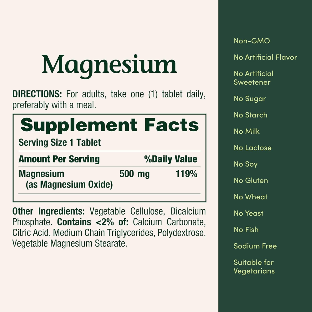 Viên Uống Nature's Bounty High Potency Magnesium 500 mg – Hộp 200 Viên