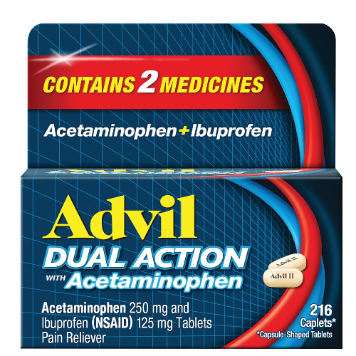 Thuốc Giảm Đau & Hạ sốt Advil Dual Action with Acetaminophen 250 mg + Ibuprofen125 mg – Hộp 216 Viên