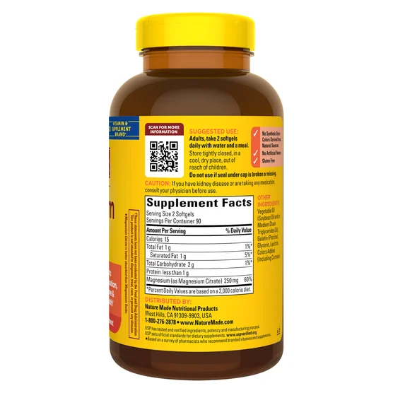 Viên Uống Nature Made Magnesium Citrate 250 mg – Hộp 180 Viên 