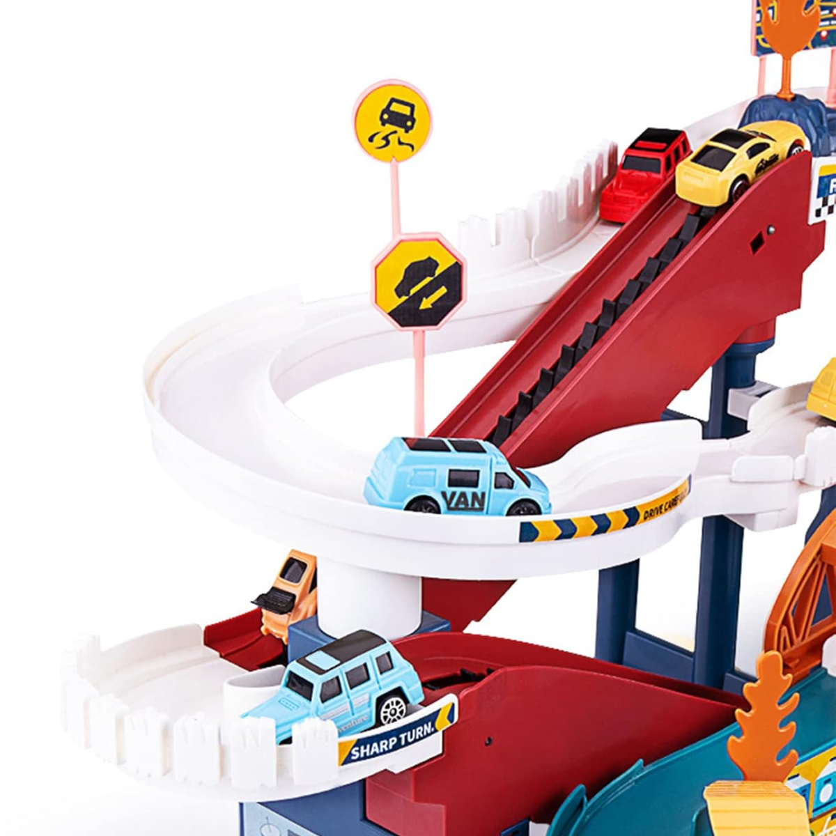 Bộ Đồ Chơi Đường Đua Khủng Long Leo Núi JUQIC Dinosaur Climbing Hills Railcar Track – Kèm 12 Xe Mô Hình