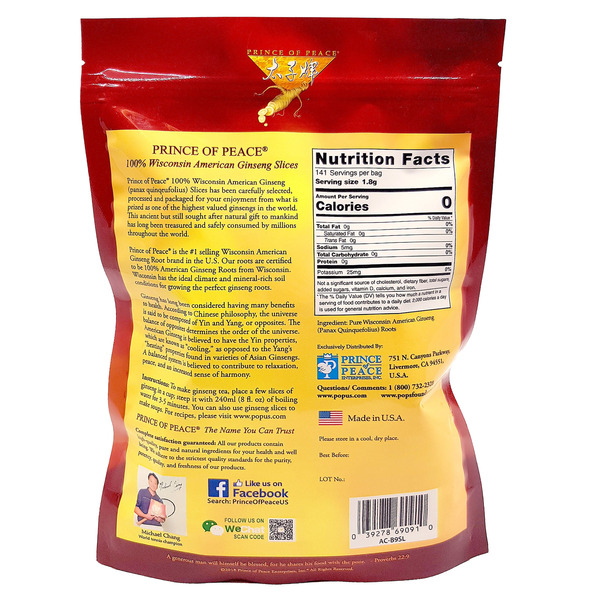 Nhân Sâm Lát Prince of Peace Ginseng Slices – Túi 9 oz 