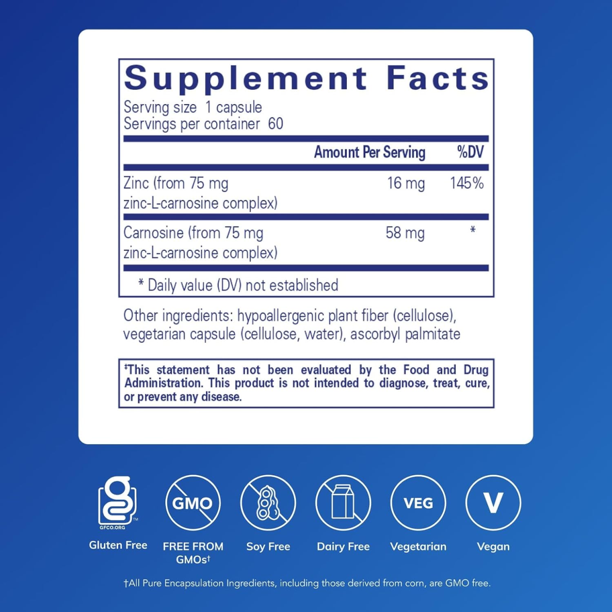 Viên Uống Hỗ Trợ Sức Khỏe Dạ Dày Pure Encapsulations Peptic-Care (Zinc-L-Carnosine) – Hộp 60 Viên