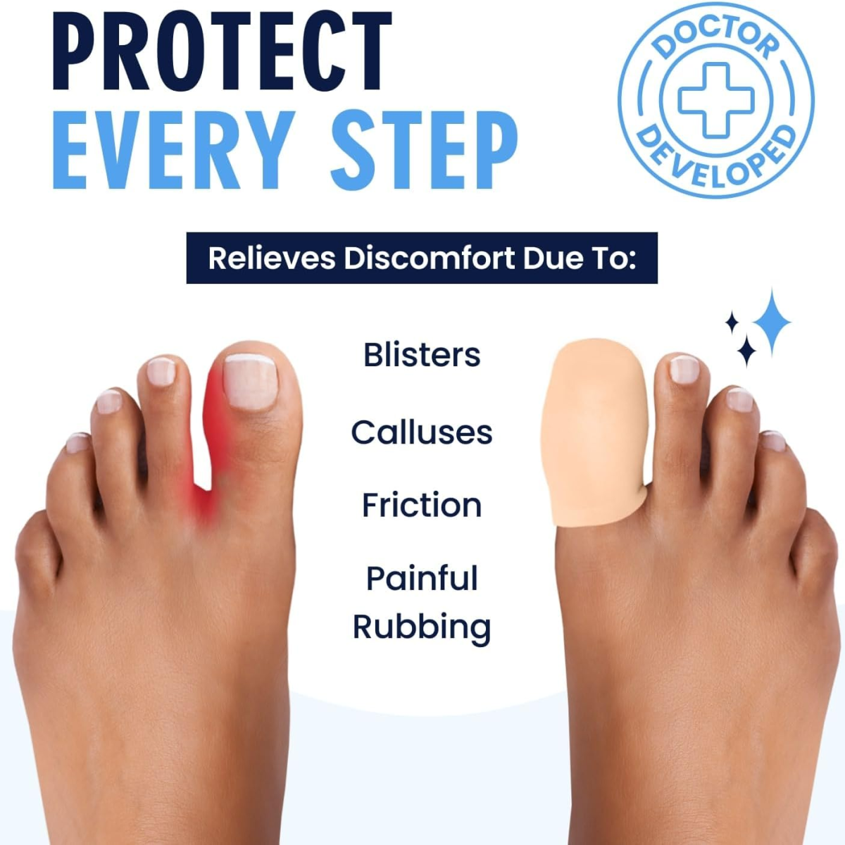 Bọc Ngón Chân Gel Mềm Dr. Frederick’s Original Soft Gel Toe Caps – Hộp 6 cái (Size Lớn)
