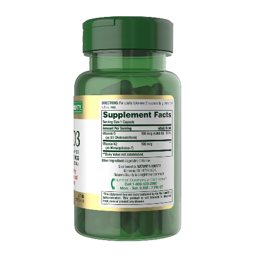 Viên Uống Nature’s Bounty K2 + D3 4000 IU + 100 mcg K2 – Hộp 60 Viên