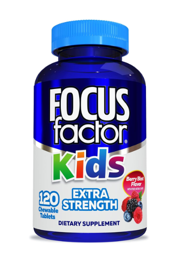 Viên Nhai Vitamin Tổng Hợp & Hỗ Trợ Não Bộ Cho Trẻ Focus Factor Kids Extra Strength Berry Blast – Hộp 120 viên