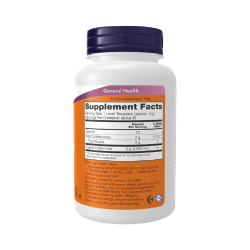 Bột Hỗ Trợ Đường Tiết Niệu & Bàng Quang NOW Foods Organic D-Mannose Pure Powder – Hộp 85G