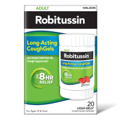 Viên Uống Hộ Trợ Giảm Ho Robitussin 8 Hour Long-Acting CoughGels – Hộp 20 Viên