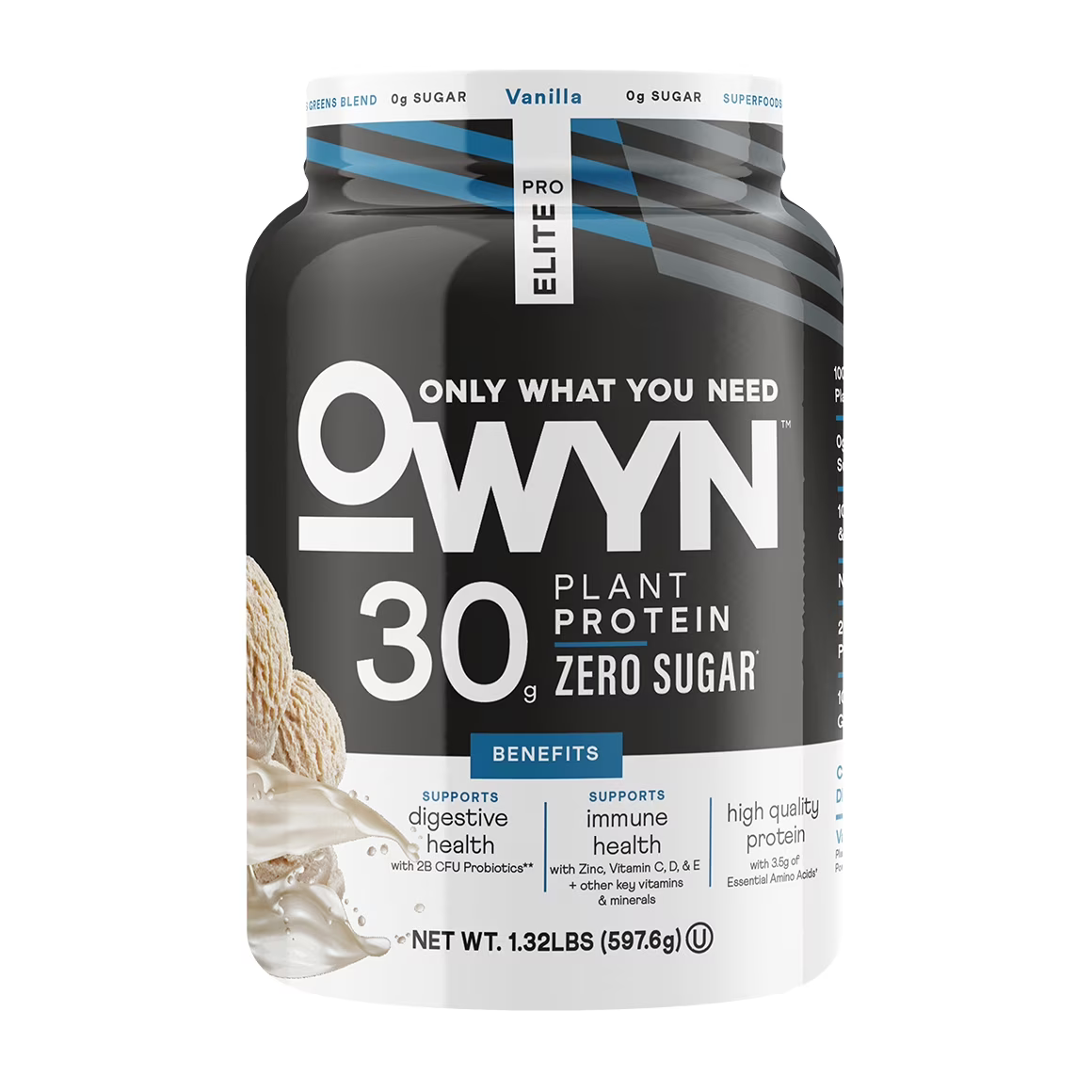Bột Protein Thực Vật Không Đường Vị Vani OWYN Pro Elite 30g High Protein Powder Vanilla – Hộp 1.32 Lbs