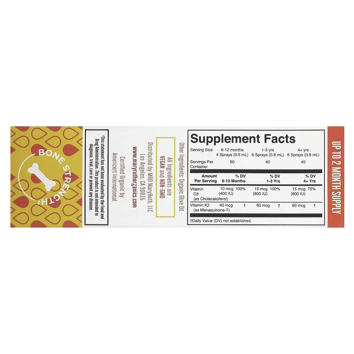 Chai Xịt MaryRuth’s Vegan Vitamin D3 + K2 Liquid Spray – Chai 1 Oz 