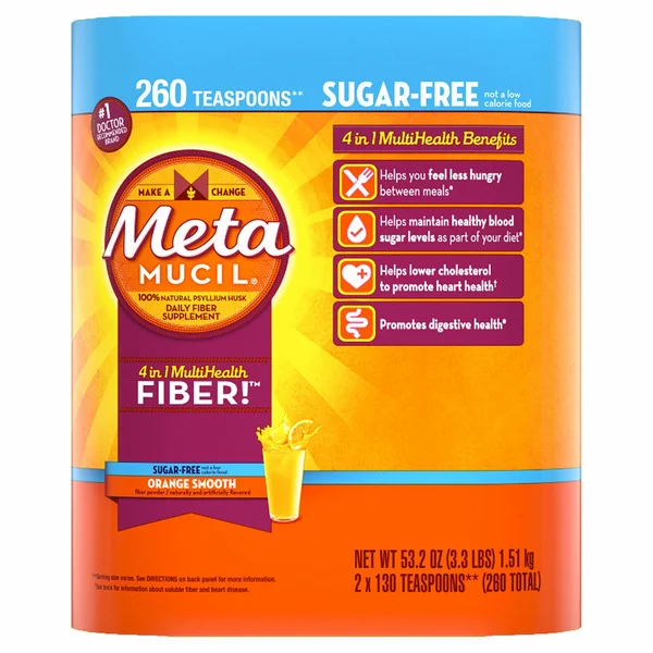Bột Bổ Sung Chất Xơ Metamucil Multi-Health Psyllium Không Đường - Hộp 260 Lần Dùng
