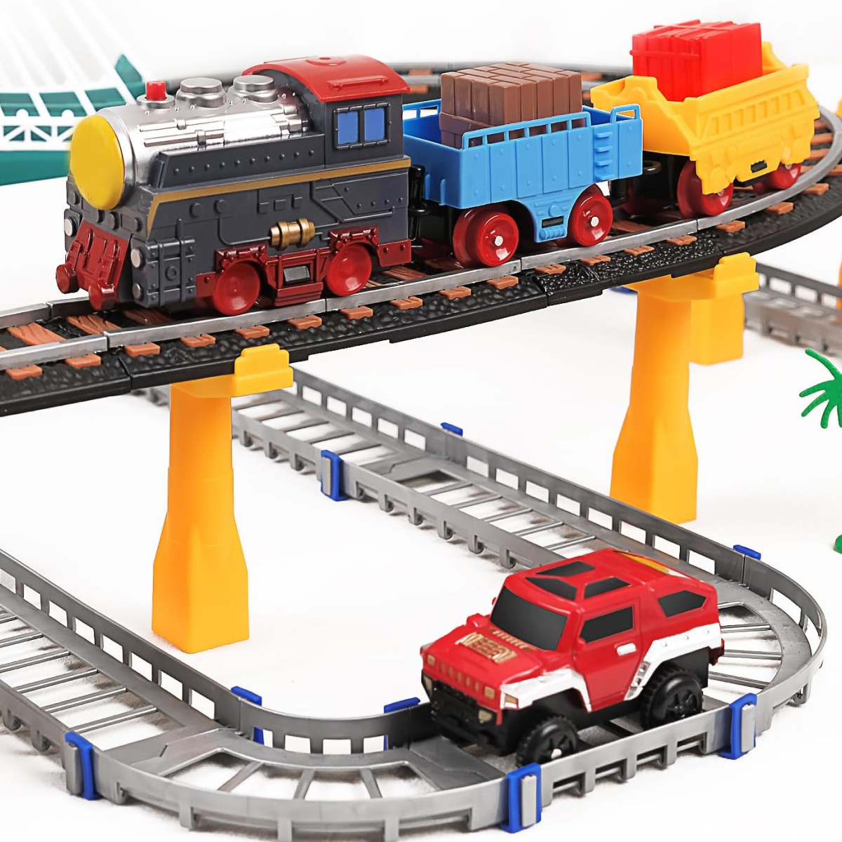 Bộ Đồ Chơi Tàu Hỏa Điện HOLYFUN Railway Train Track Playset – Bộ 113 Chi Tiết