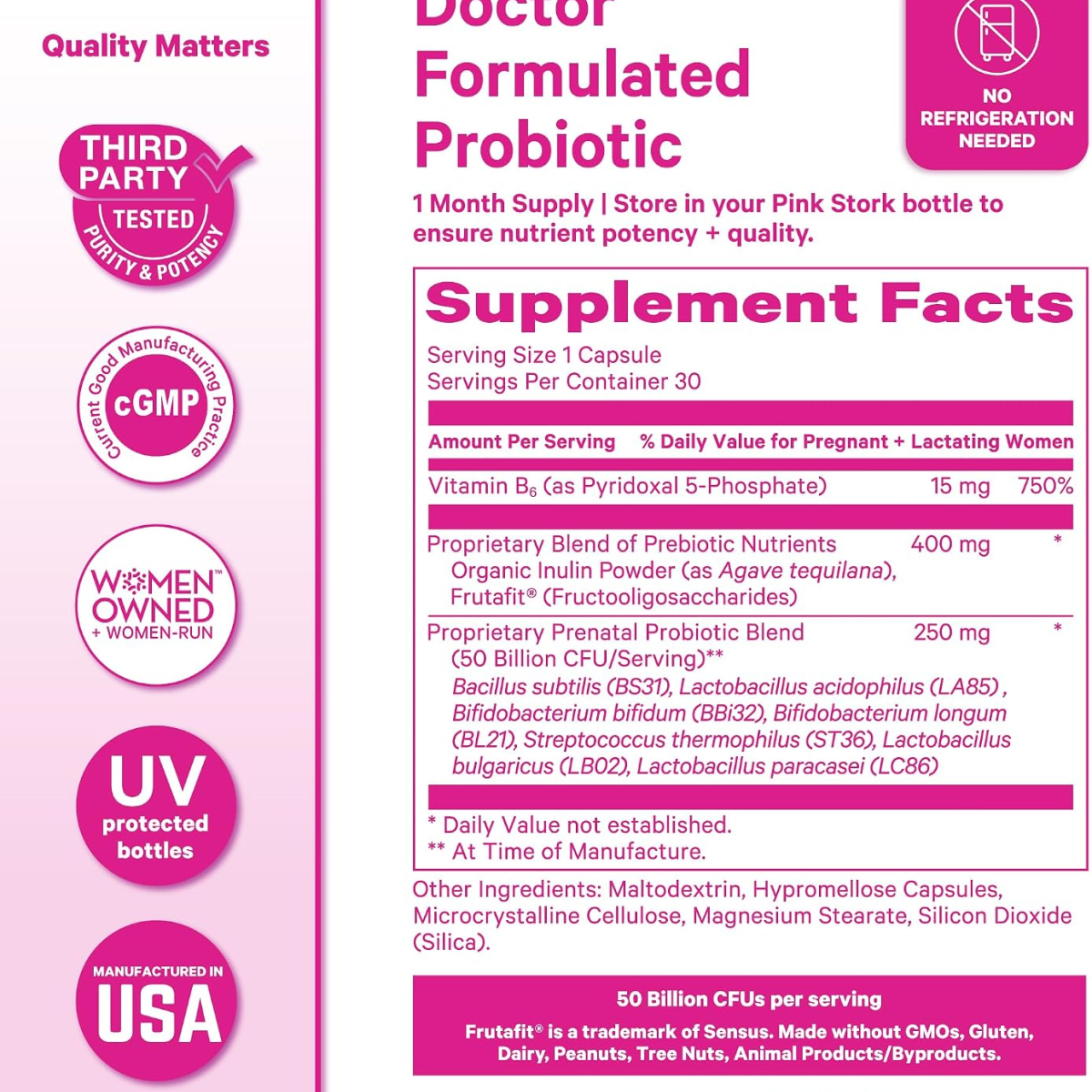 Viên Uống Bổ Sung Probitic Cho Mẹ Bầu Pink Stork Prenatal Probiotic 50 Billion CFU – 30 Viên