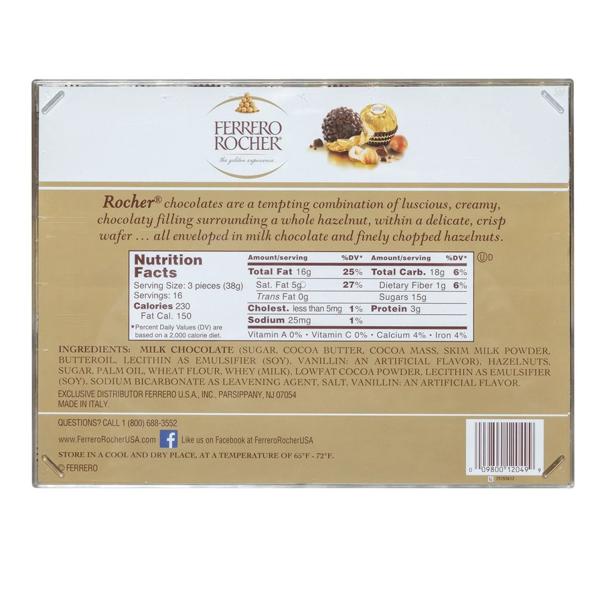 Kẹo Socola Ferrero Rocher Premium Milk Chocolate Hazelnut - Hộp 48 Viên